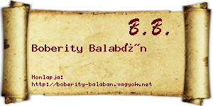 Boberity Balabán névjegykártya
